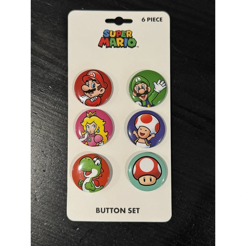Nintendo Super Mario Galaxy Movie Bros Button Pin Set NEW Nintendo Rare Luigi